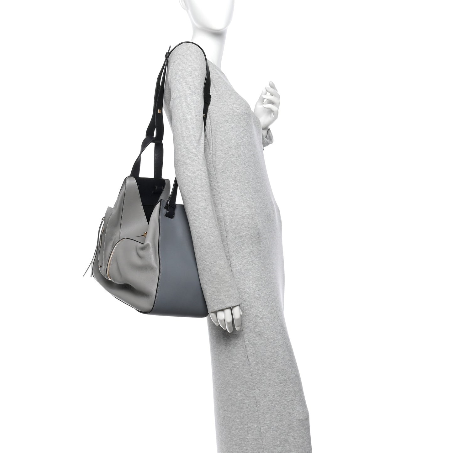 Calfskin Large Hammock Shoulder Bag Grey