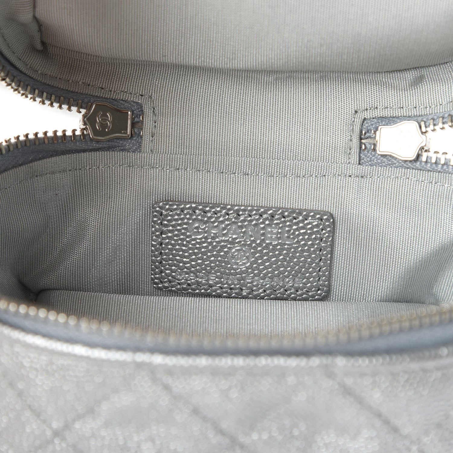 Chanel Metallic Caviar Quilted Mini Top Handle Vanity With Chain Silver 8 of 11