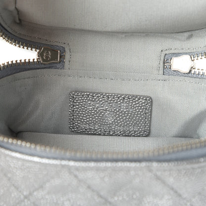 Chanel Metallic Caviar Quilted Mini Top Handle Vanity With Chain Silver 8 of 11