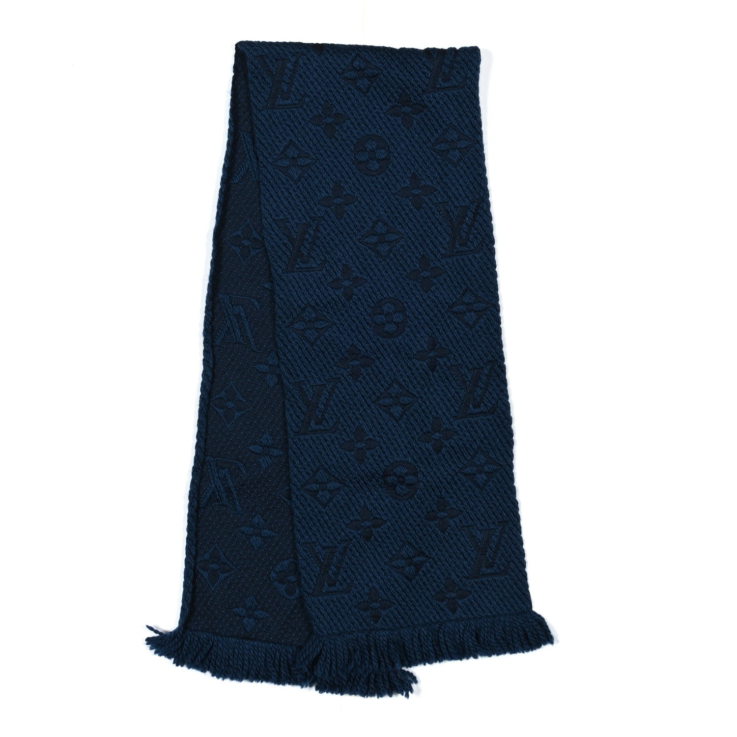 Louis Vuitton Wool Silk Logomania Scarf Denim Dark 1827429