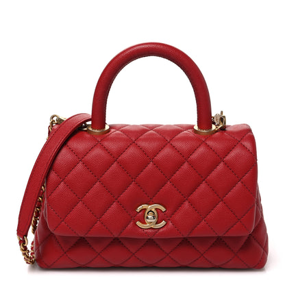 Chanel Caviar Quilted Mini Coco Handle Flap Red 1 of 10