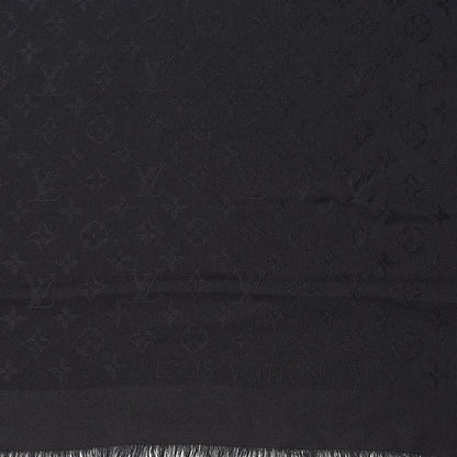 Louis Vuitton Silk Wool Monogram Shawl Black 5 of 5