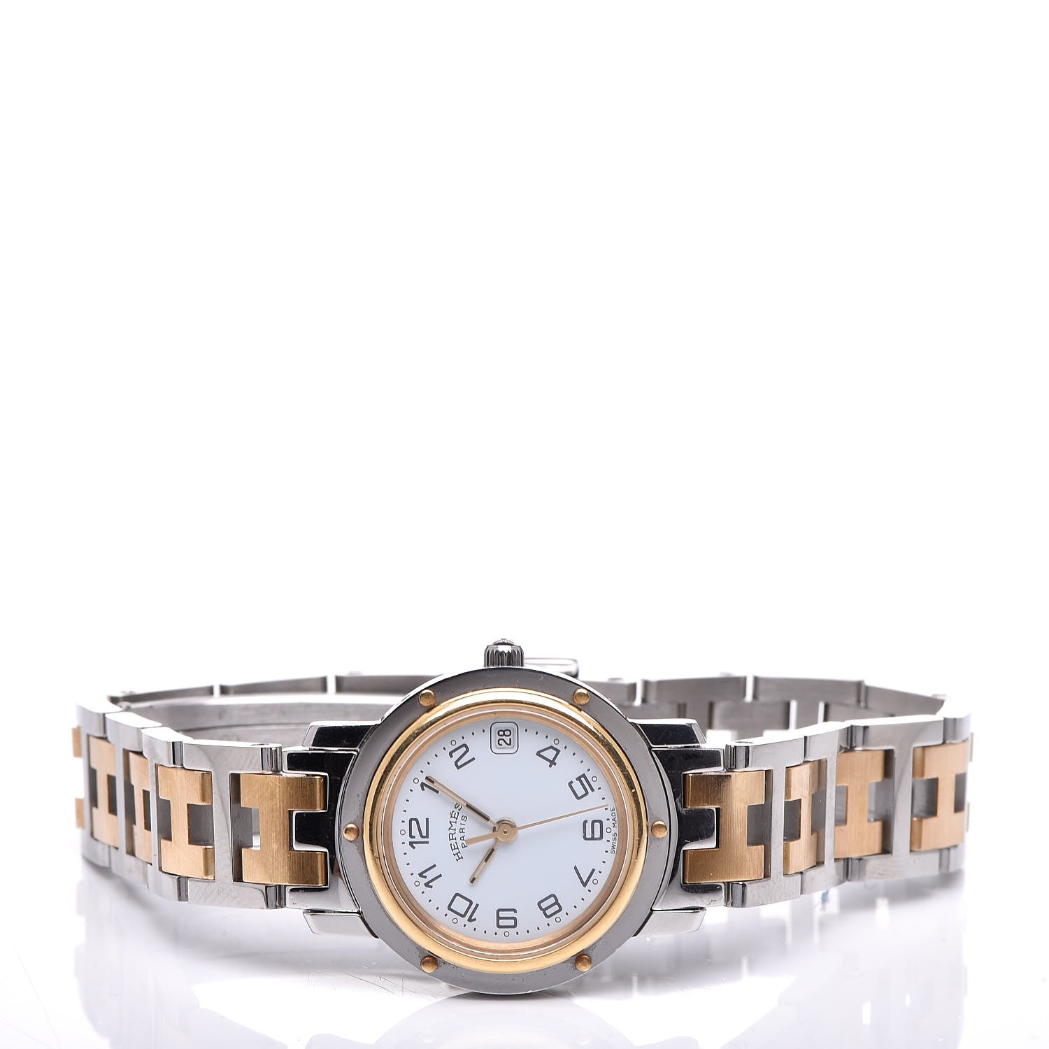 Hermes Stainless Steel 24mm Clipper Quartz Watch Gold 3 of 8