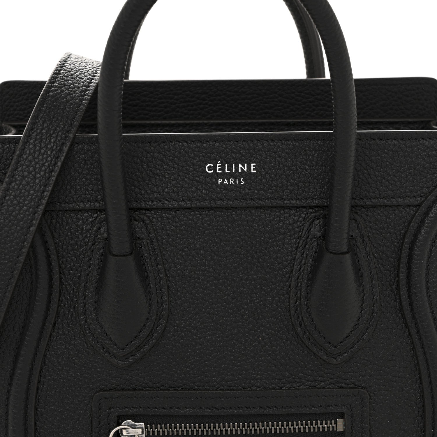 Celine Drummed Calfskin Nano Luggage Black 8 of 12