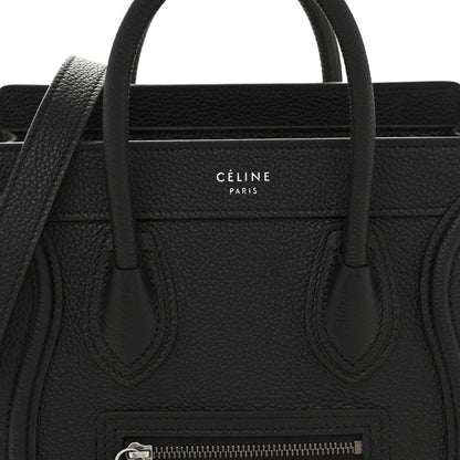 Celine Drummed Calfskin Nano Luggage Black 8 of 12