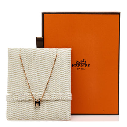 Hermes Lacquered Gold Mini Pop H Pendant Necklace Black 6 of 6