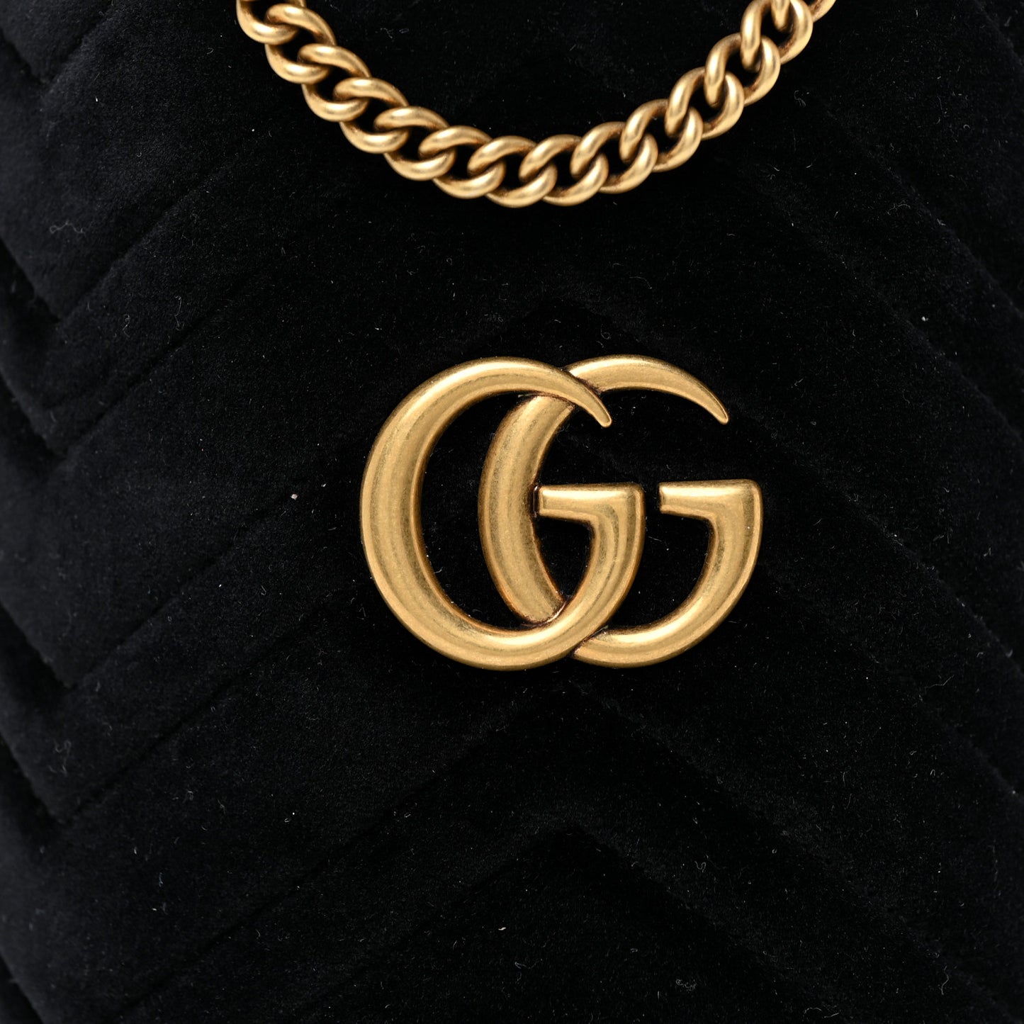 Velvet Matelasse Mini GG Marmont 2.0 Bucket Bag Black