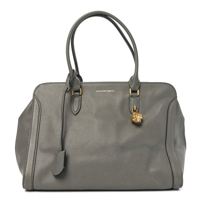 Alexander McQueen Pebbled Calfskin Large Skull Padlock Zip Around Tote Dark Grey 1 of 11