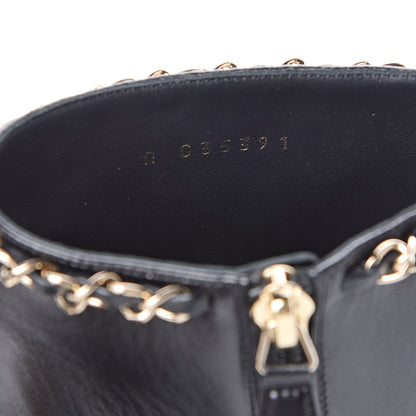 Chanel Lambskin Grosgrain CC Chain Cap Toe Short Boots 39.5 Black 8 of 9