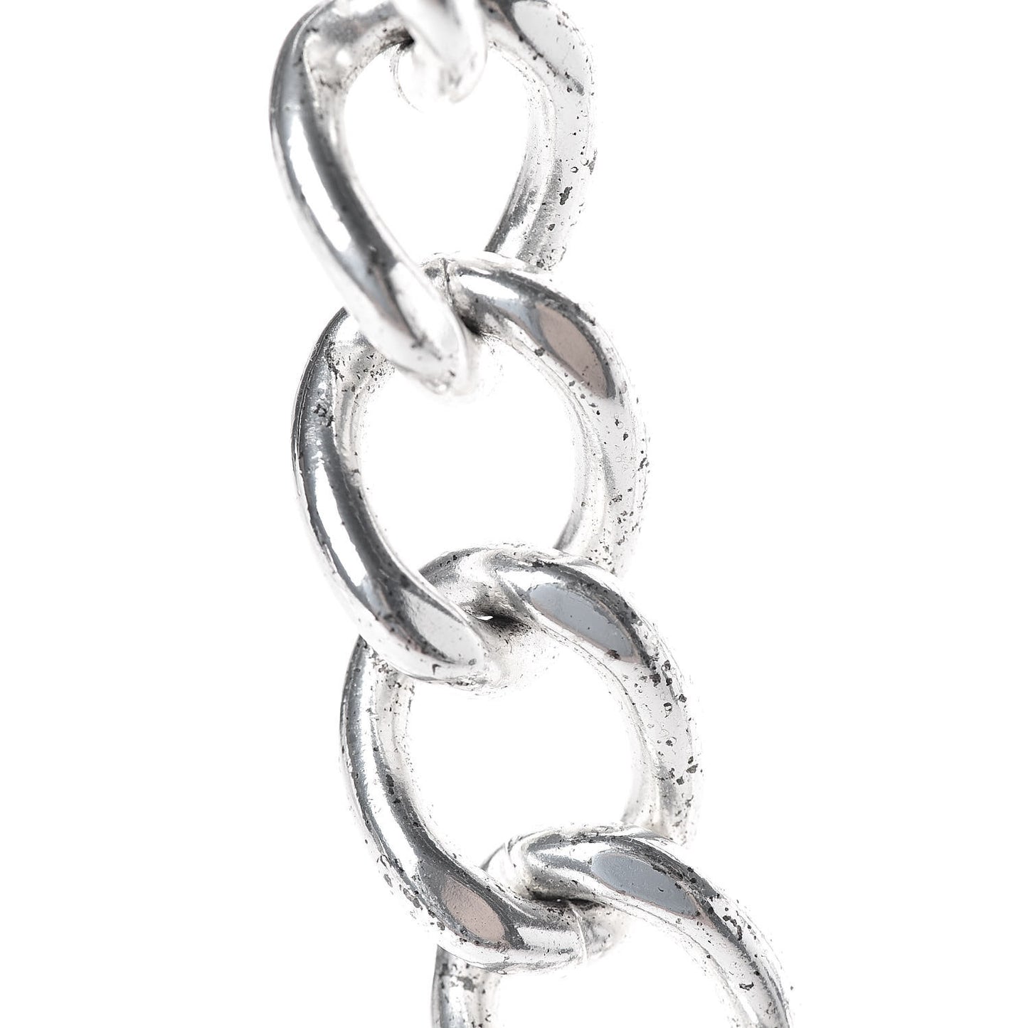 Chain Link CC Turn Lock Choker Necklace Silver