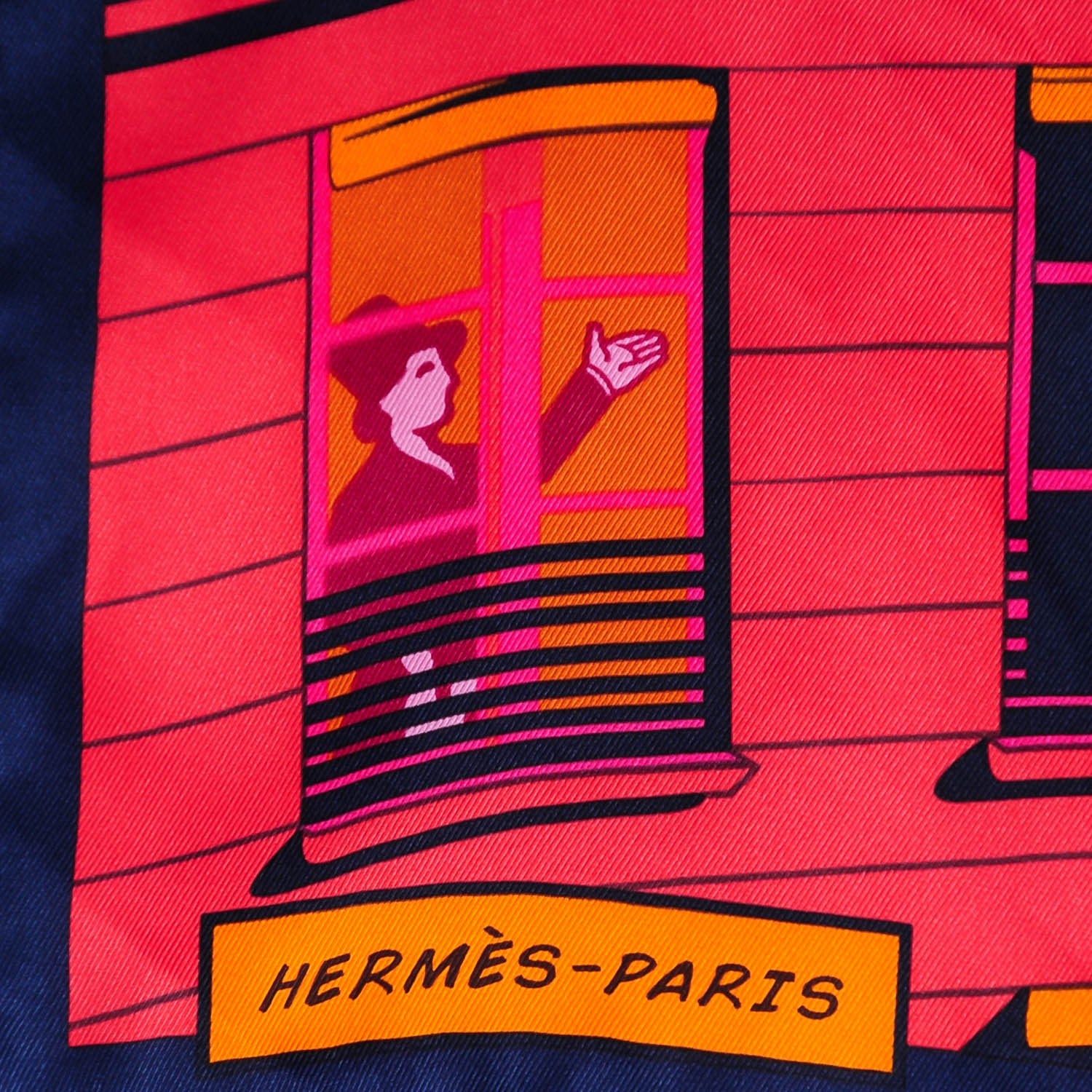 Hermes Silk Minuit Au Faubourg Scarf 70 Caban Prune Rose Vif 4 of 9