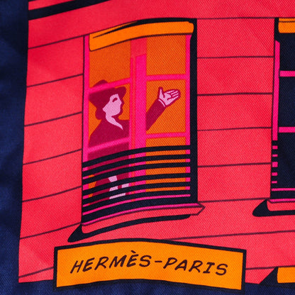 Hermes Silk Minuit Au Faubourg Scarf 70 Caban Prune Rose Vif 4 of 9