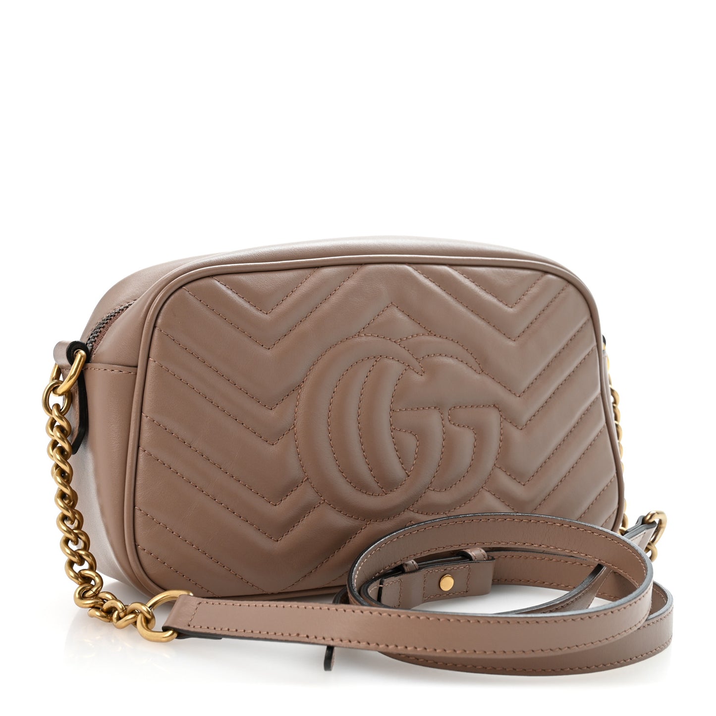 Calfskin Matelasse Small GG Marmont Chain Shoulder Bag Porcelain Rose