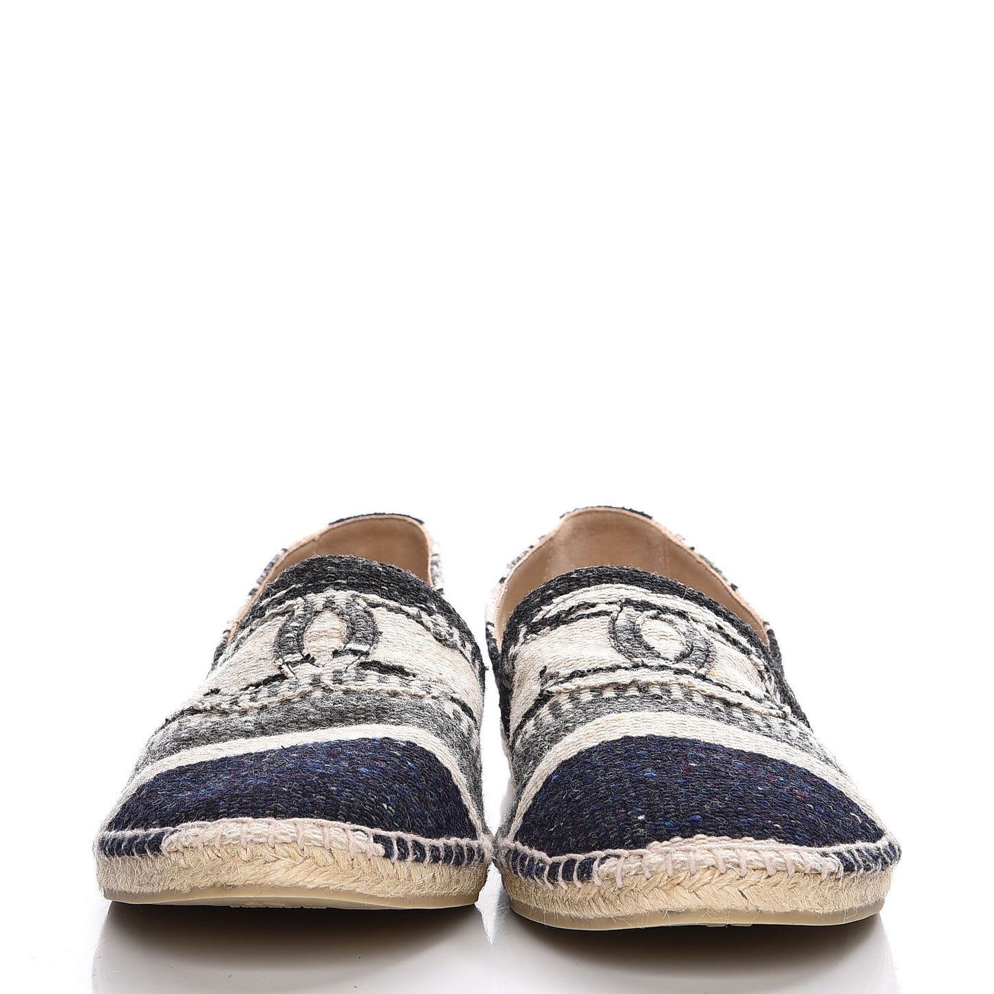 Toile Striped Espadrilles 45 Beige