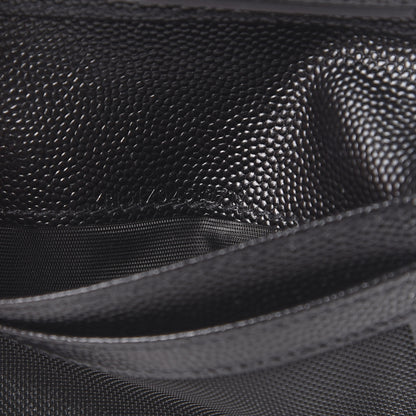 Saint Laurent Grain De Poudre Matelasse Chevron Monogram Zipped Card Case Black 6 of 10