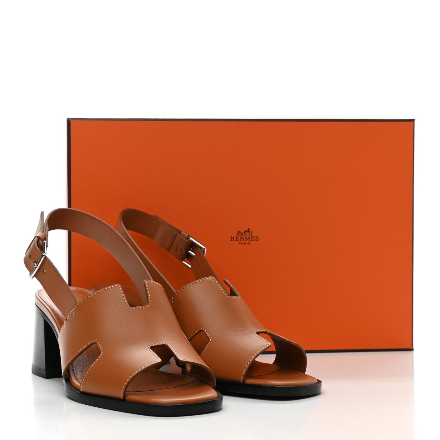 Calfskin Elbe 60 Sandals 37.5 Marron Glaise