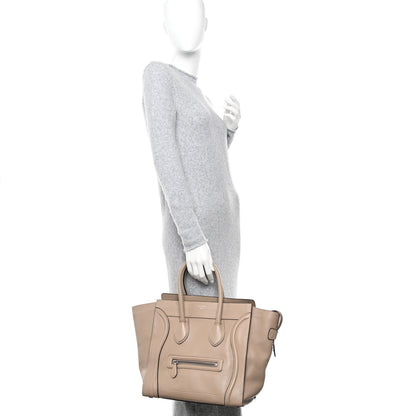 Celine Drummed Calfskin Mini Luggage Dune 2 of 15