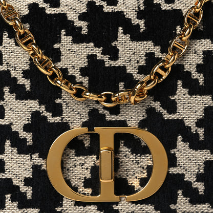 Christian Dior Technical Canvas Macro Houndstooth Medium Caro Bag Black White 8 of 10