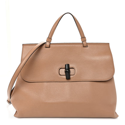 Gucci Cellarius Calfskin Large Bamboo Daily Top Handle Bag Camelia 1 of 10