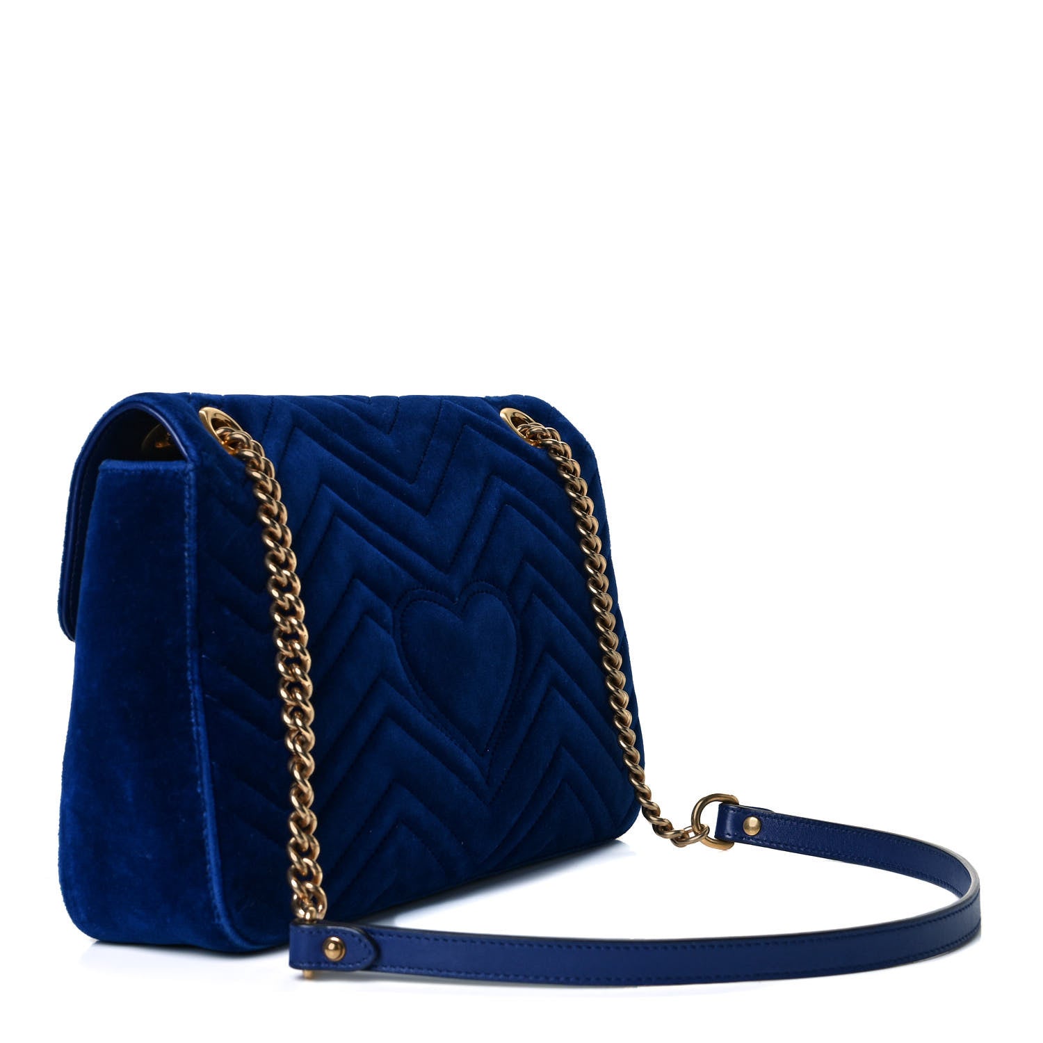 Gucci Velvet Matelasse Medium GG Marmont Shoulder Bag Cobalt Blue 3 of 18