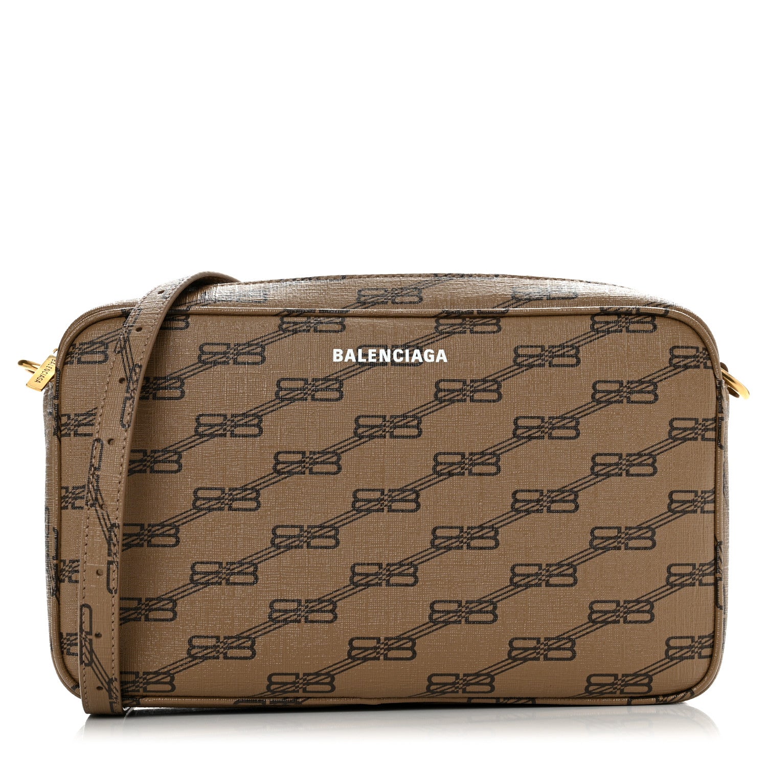 Balenciaga Coated Canvas BB Monogram Medium Signature Camera Bag Beige Brown 1 of 10
