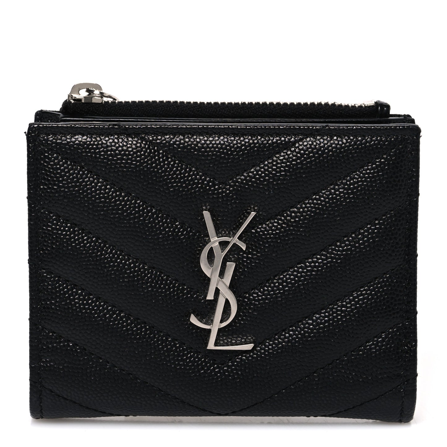 Grain De Poudre Matelasse Chevron Monogram Zipped Card Case Black