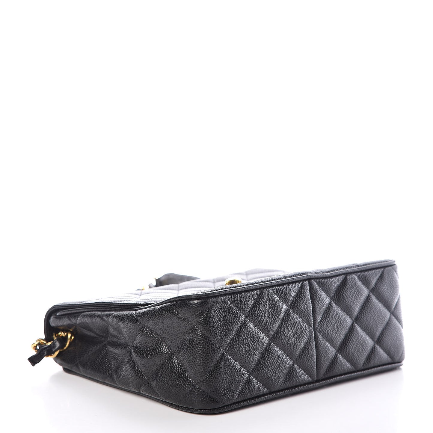 Caviar Quilted Medium Flap Shoulder Bag Black