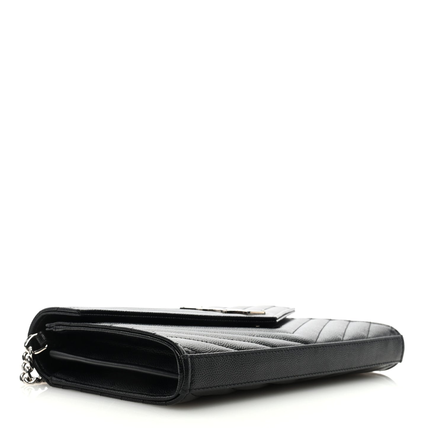 Grain De Poudre Matelasse Chevron Monogram Chain Wallet Black