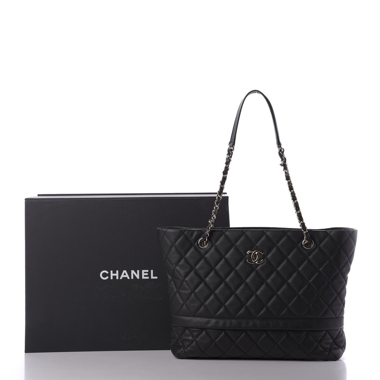 Caviar Quilted Rolled Up Tote Black