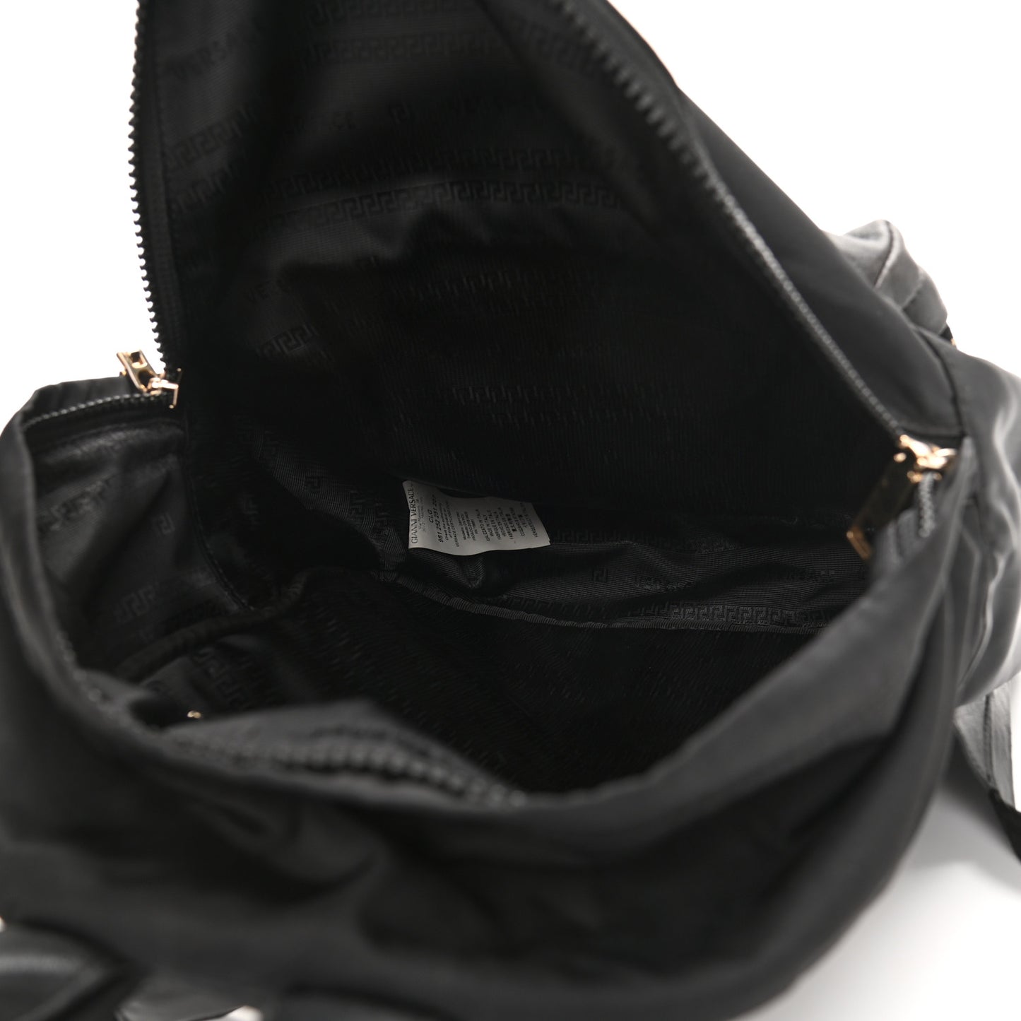 Nylon Goatskin Studded Palazzo Medusa Backpack Black
