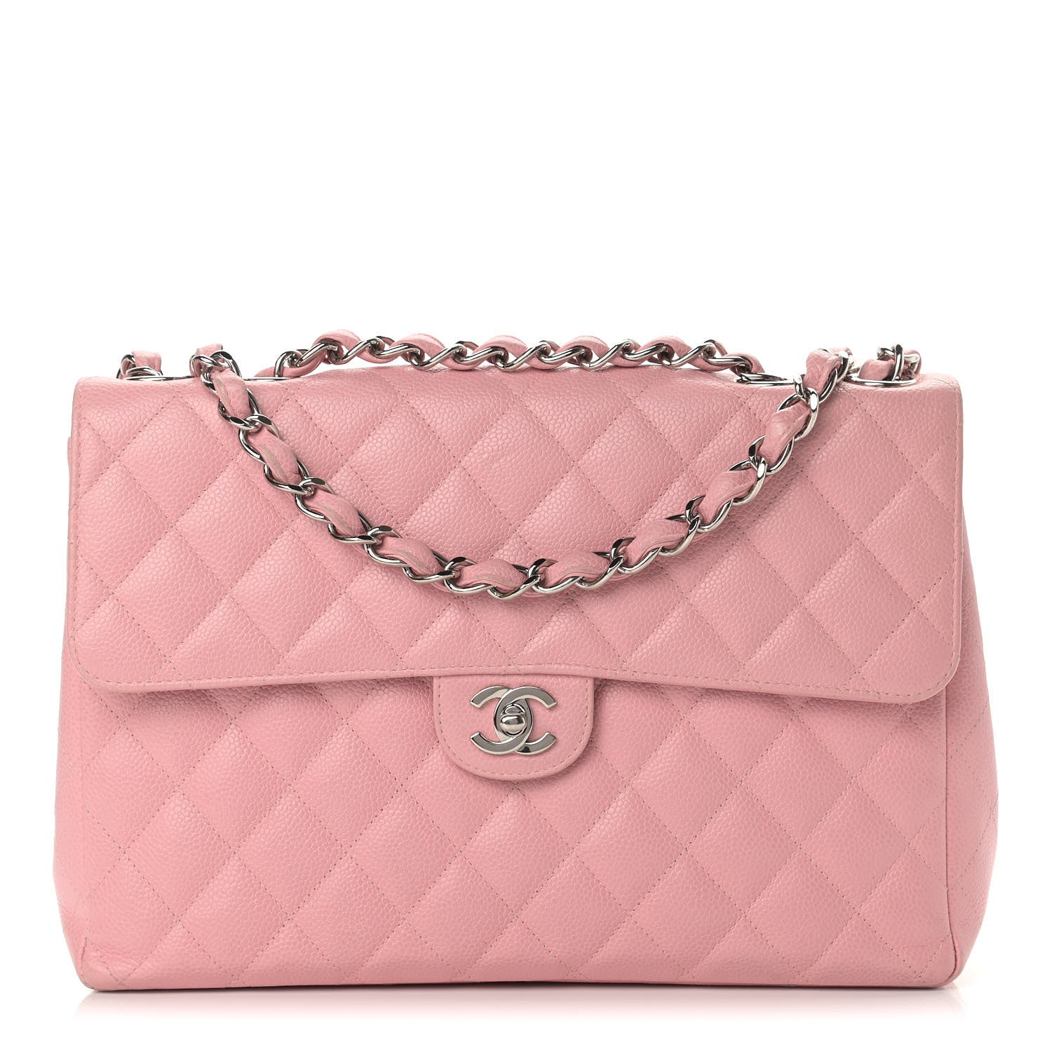 Chanel Caviar Quilted Jumbo Single Flap Pink 1 of 17