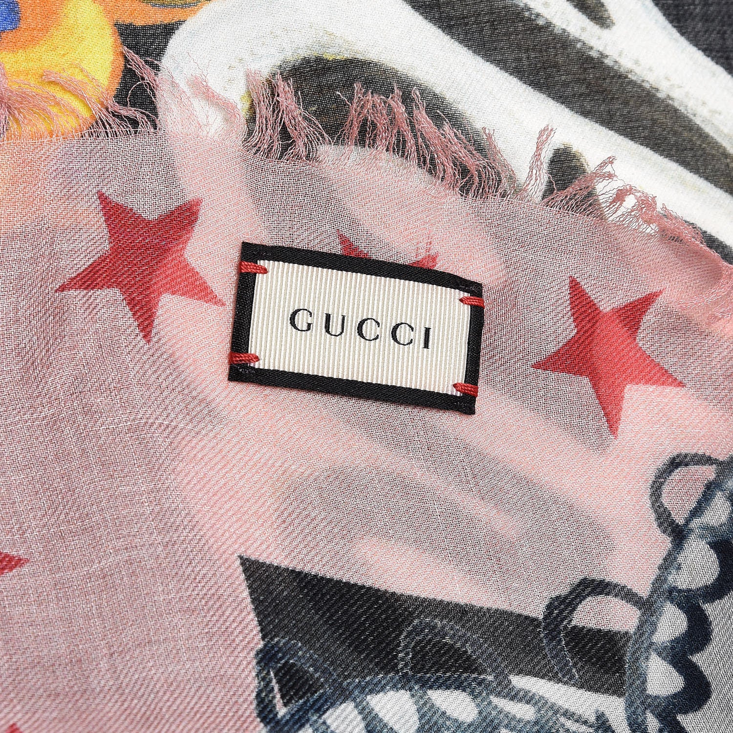 Gucci Modal Silk Cashmere Garden Print Shawl Black 5 of 5