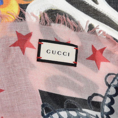 Gucci Modal Silk Cashmere Garden Print Shawl Black 5 of 5