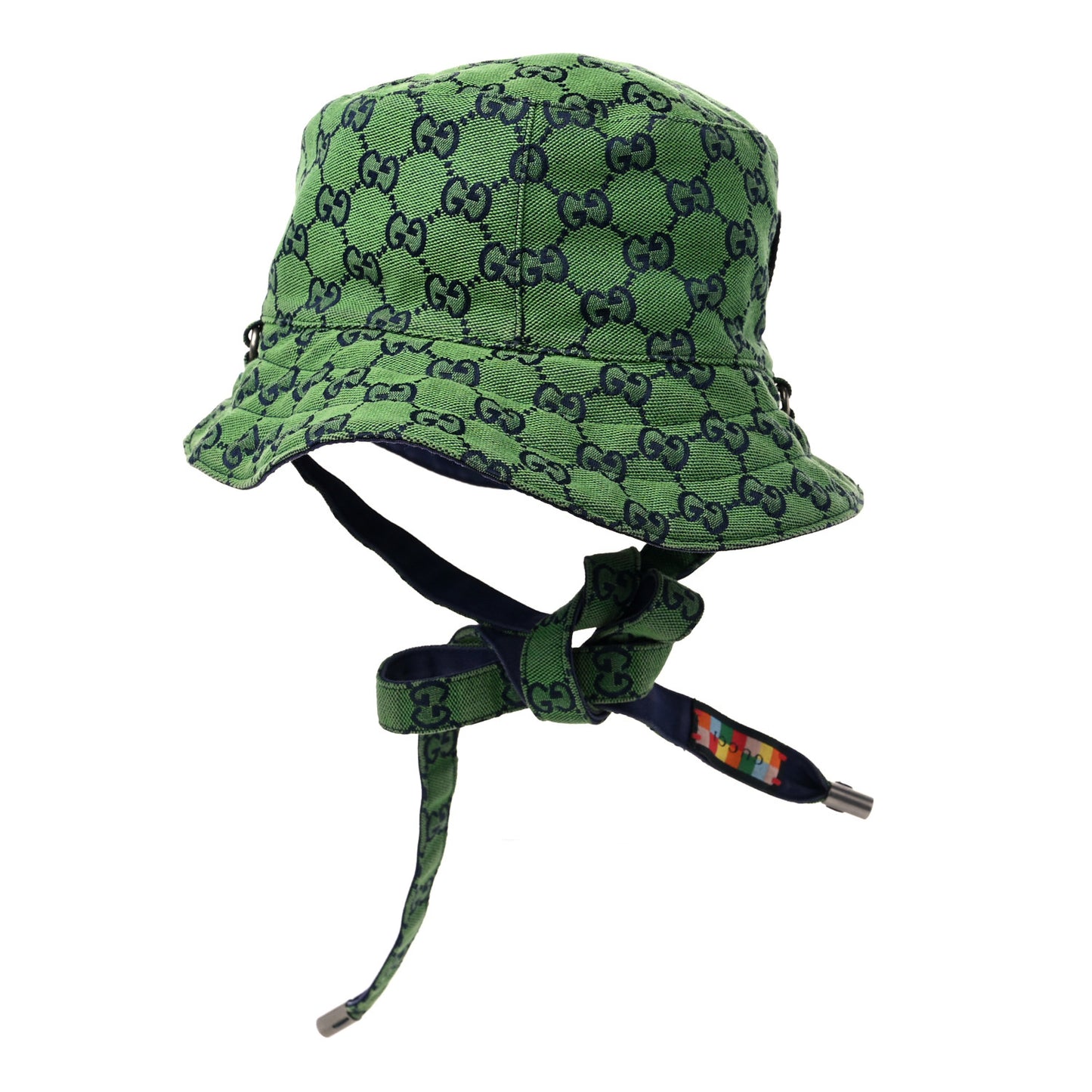 Monogram Multicolor Reversible Self-Tie Bucket Hat L Green Blue