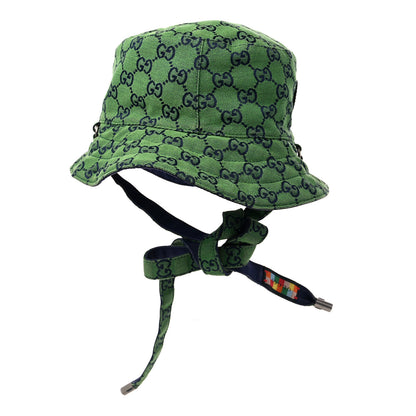 Gucci Monogram Multicolor Reversible Self-Tie Bucket Hat L Green Blue 1 of 12
