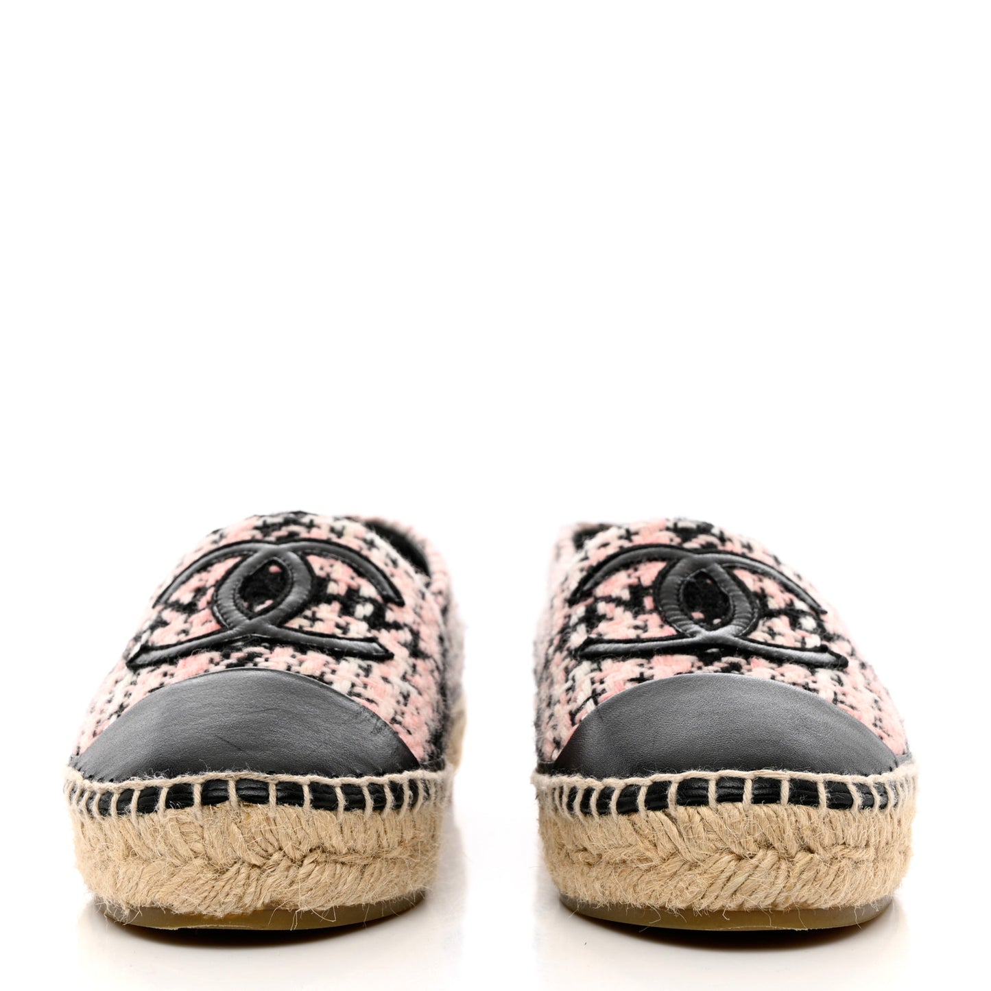 Tweed Lambskin CC Espadrilles 36 Pink Black