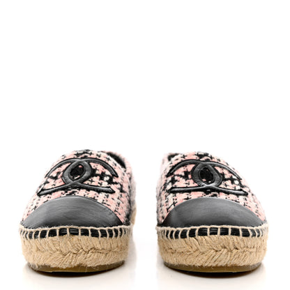 Chanel Tweed Lambskin CC Espadrilles 36 Pink Black 2 of 10