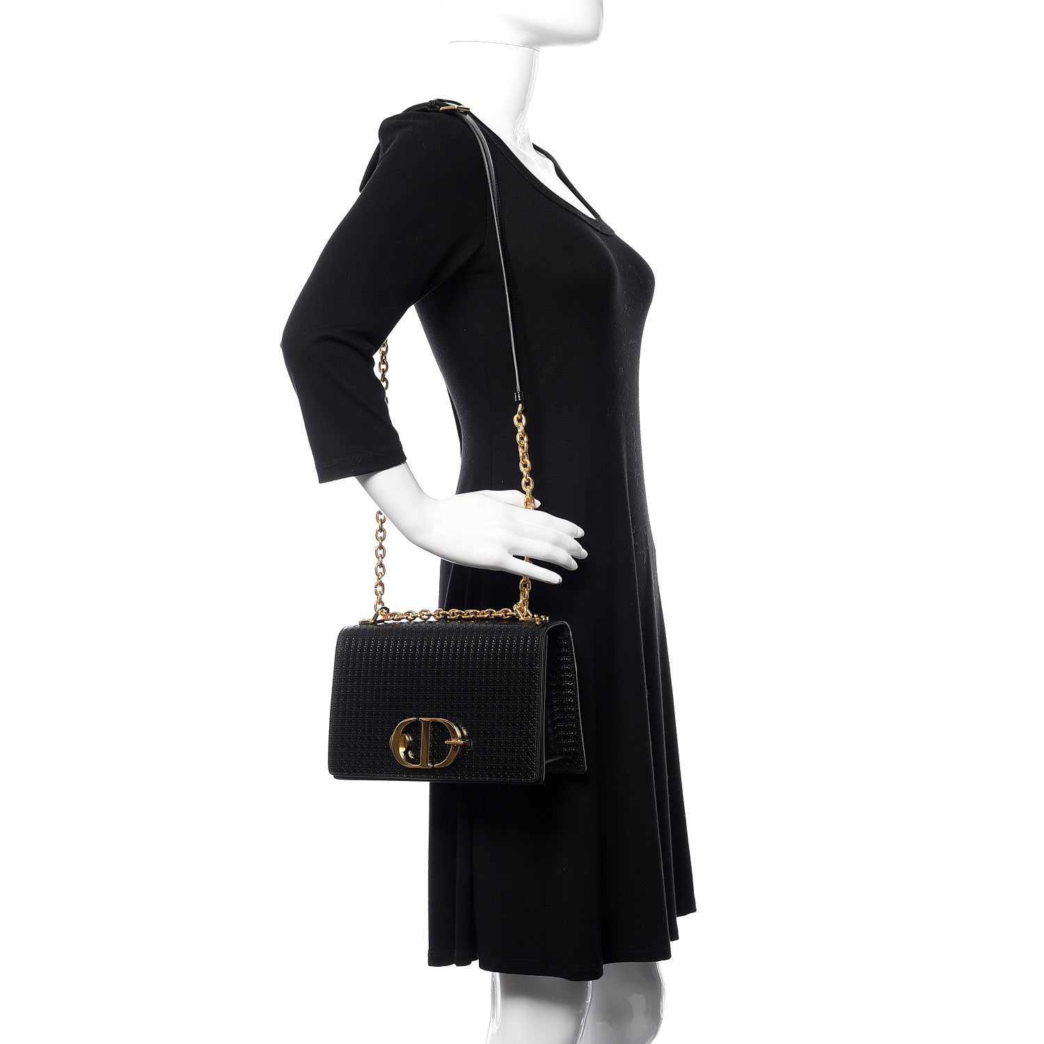 Christian Dior Patent Micro-Cannage 30 Montaigne Chain Flap Bag Black 2 of 12