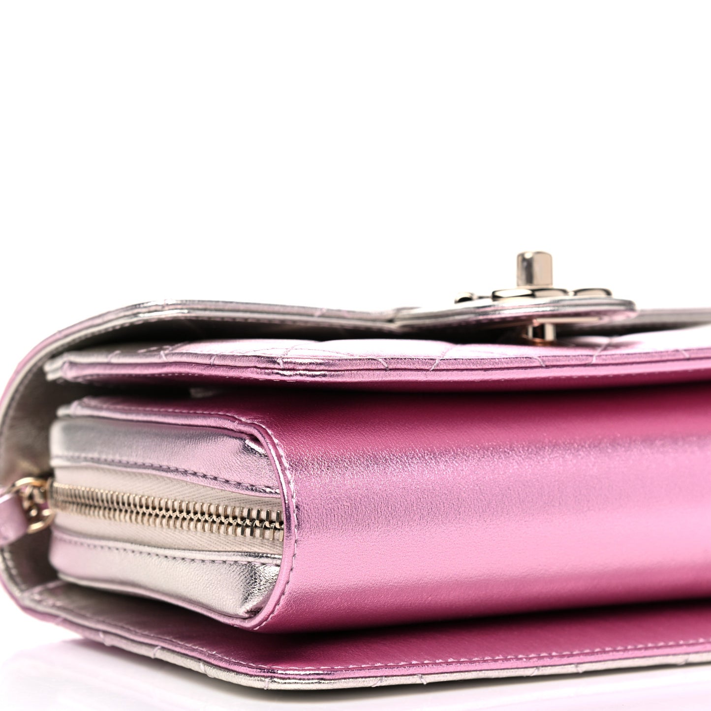 Metallic Lambskin Like A Wallet Flap Golden Pink