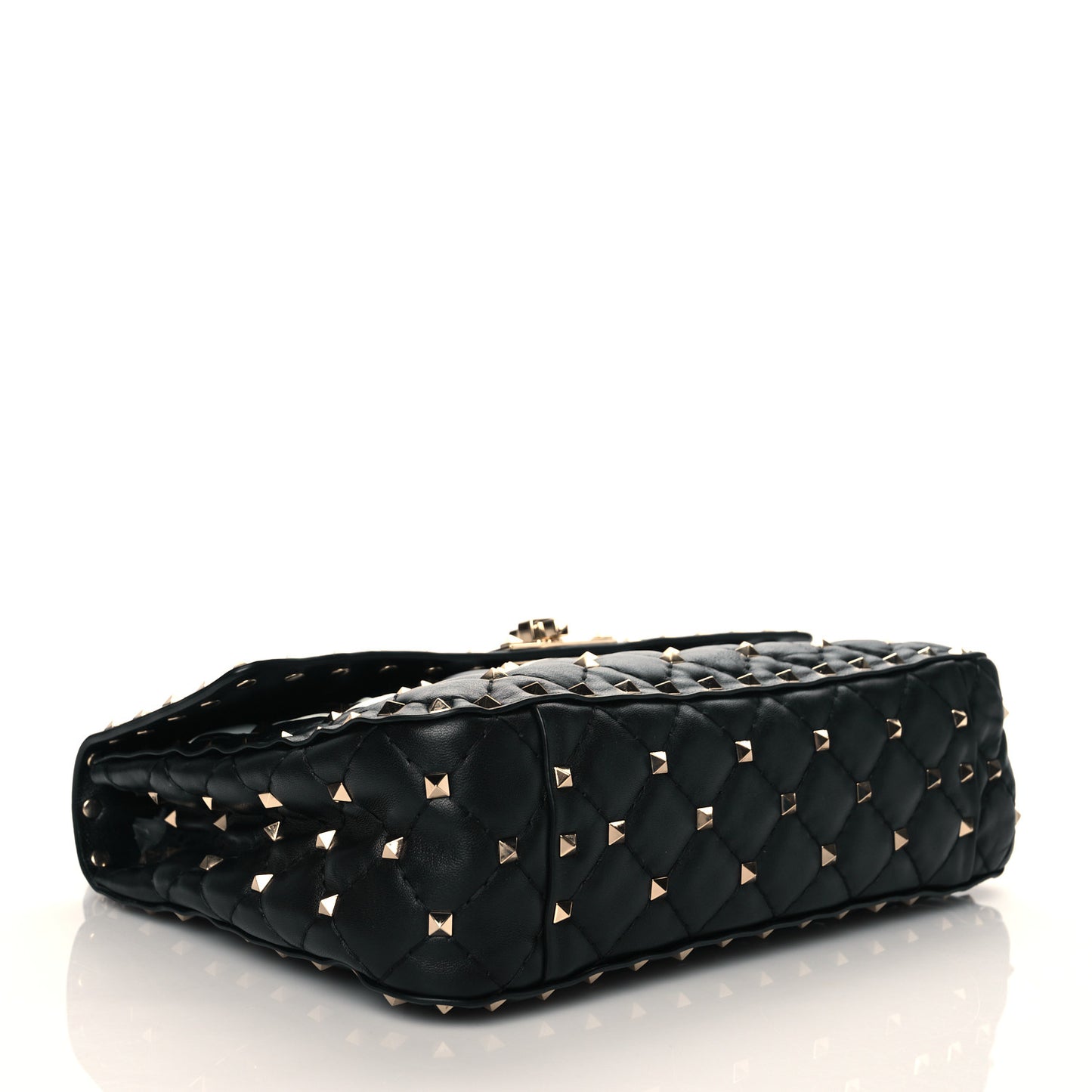 Lambskin VLTN Print Medium Rockstud Spike Shoulder Bag Black