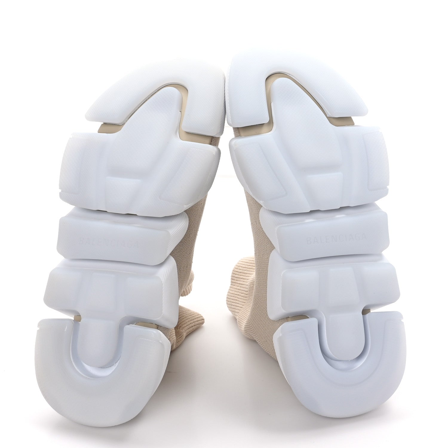 Balenciaga Technical 3D Recycled Knit Bi-Color Womens Speed 2.0 Transparent Sole Sneakers 38 38 Light Beige White 5 of 8