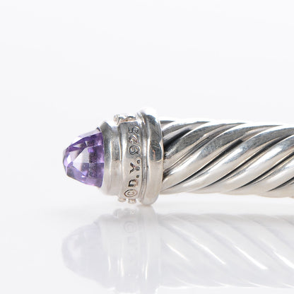 David Yurman Sterling Silver Diamond Amethyst 5mm Cable Classics Bracelet 4 of 5