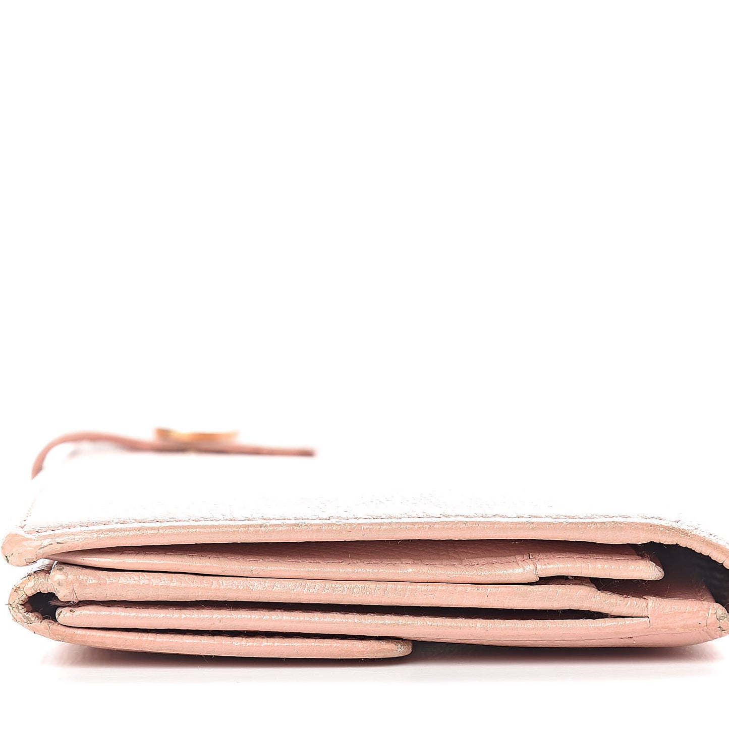 Grained Calfskin CC Button Wallet Pink