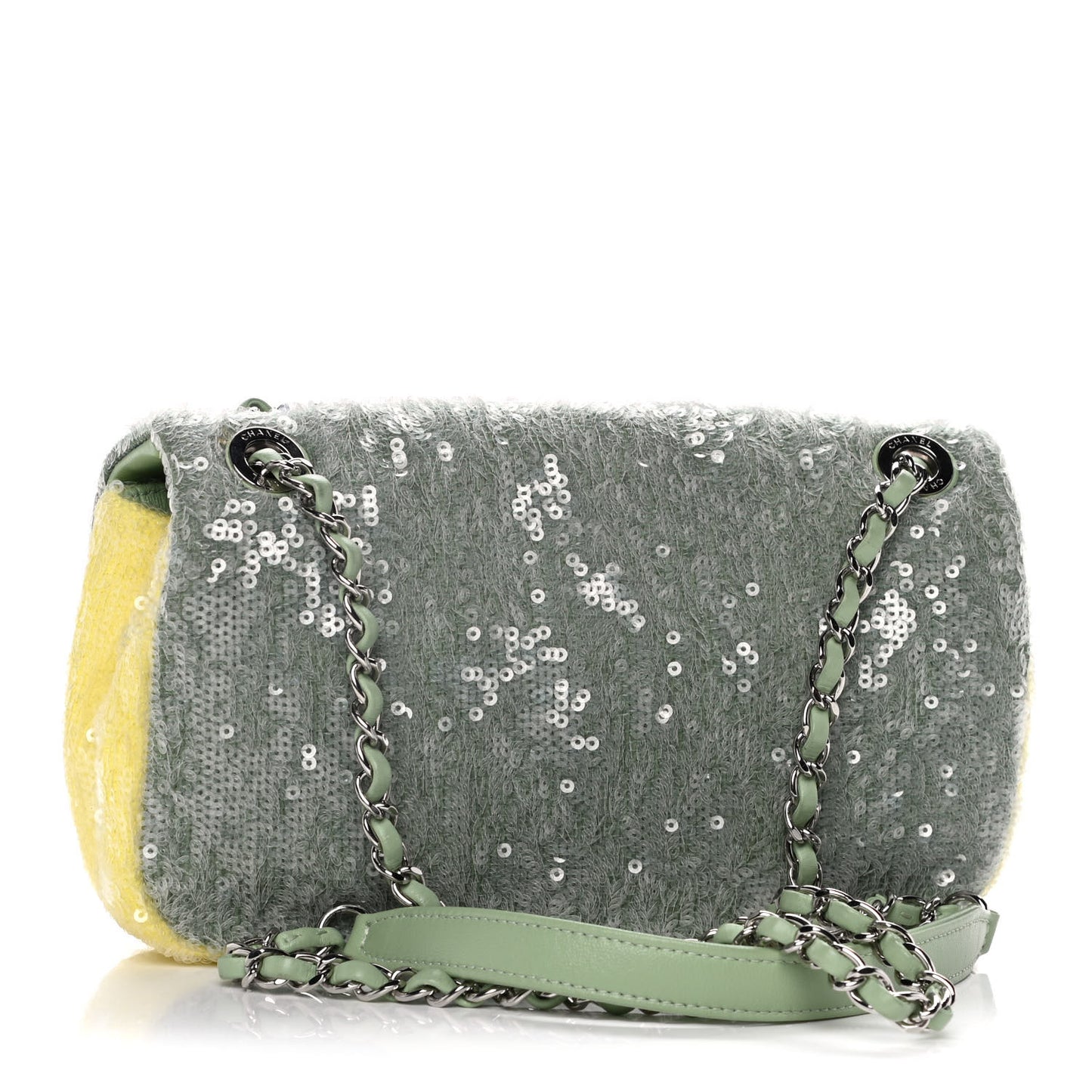Sequin Mini Waterfall Flap Green Light Green Yellow