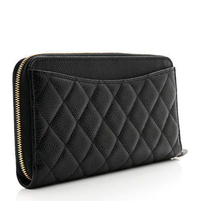 Chanel Caviar Quilted Large Gusset Zip Around Wallet Black 3 of 8