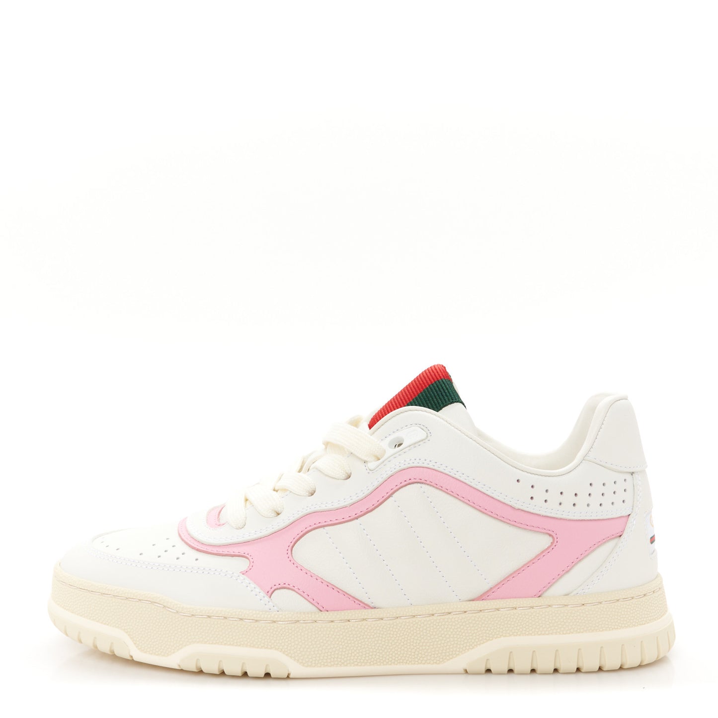 Calfskin Womens Re-Web Sneakers 38 White Pink