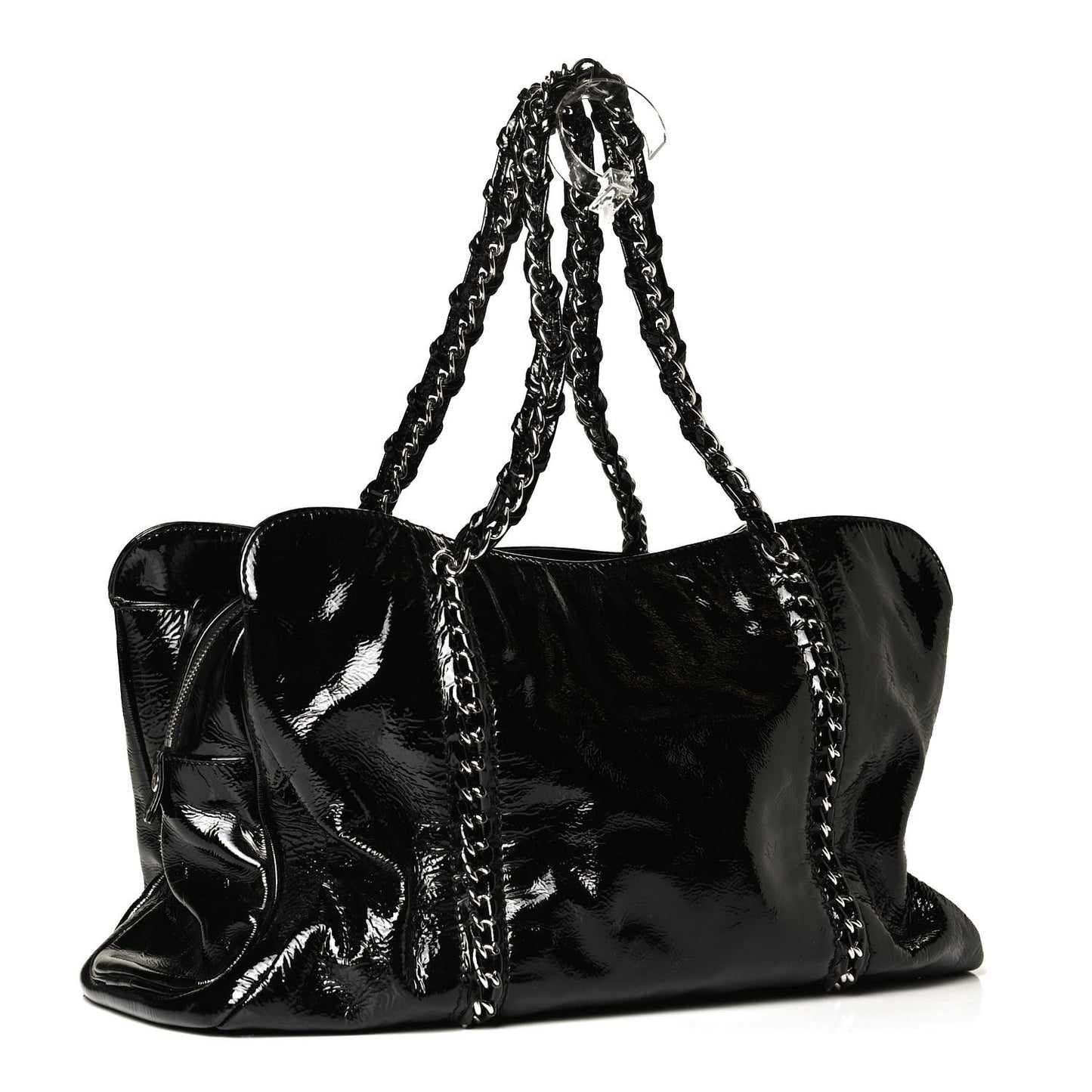 Patent Calfskin Large Luxe Ligne Tote Black