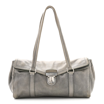 Prada Cervo Antik Easy Foldover Pushlock Satchel Grey 1 of 9