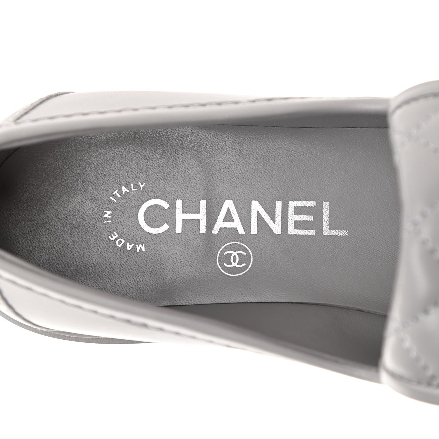 Lambskin Quilted CC Turnlock Loafers 37 Grey