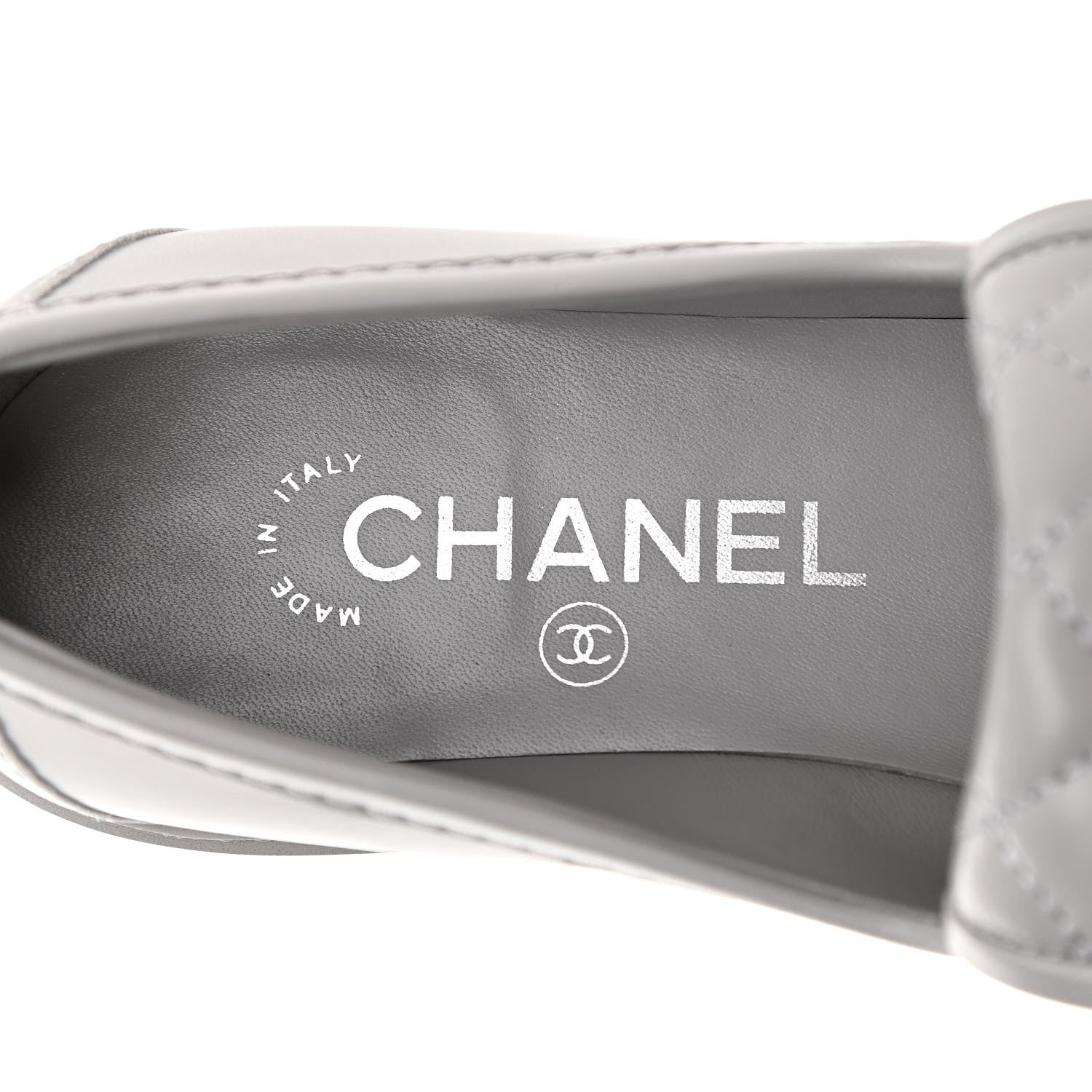 Chanel Lambskin Quilted CC Turnlock Loafers 37 Grey 7 of 9